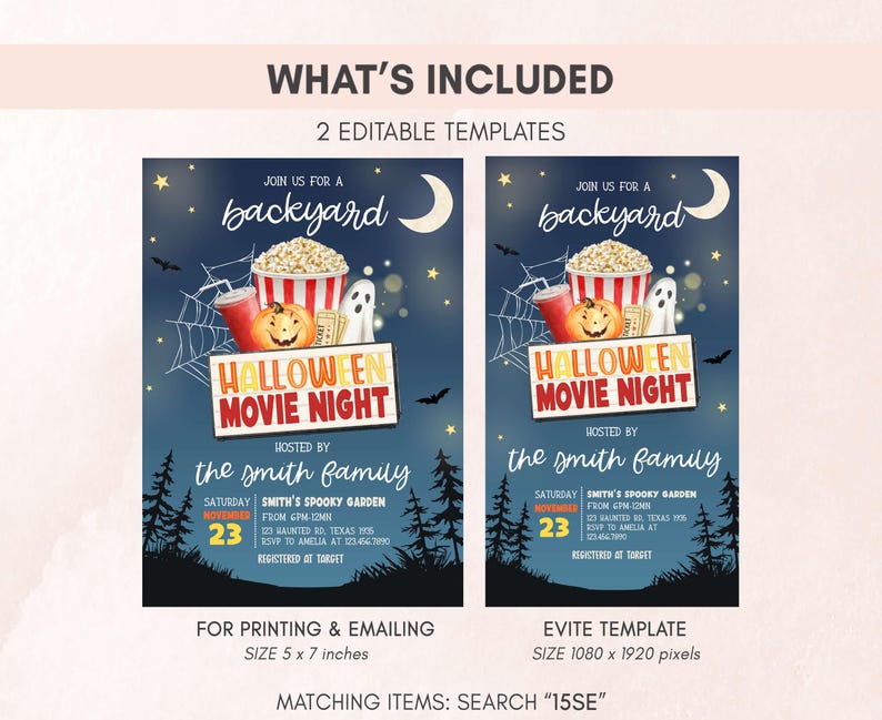 Backyard Movie Night Invitation Set