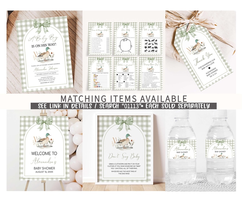 the matching items available for this baby shower