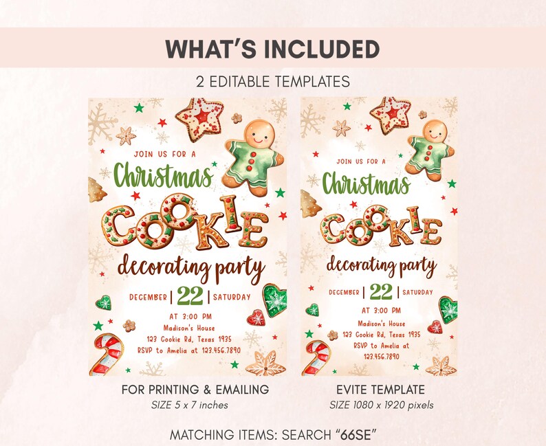 Christmas Cookie Invitation Set