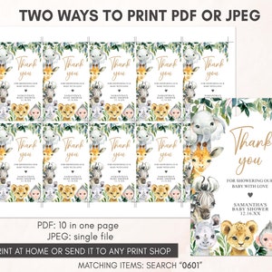 two ways to print a thank card for a baby shower