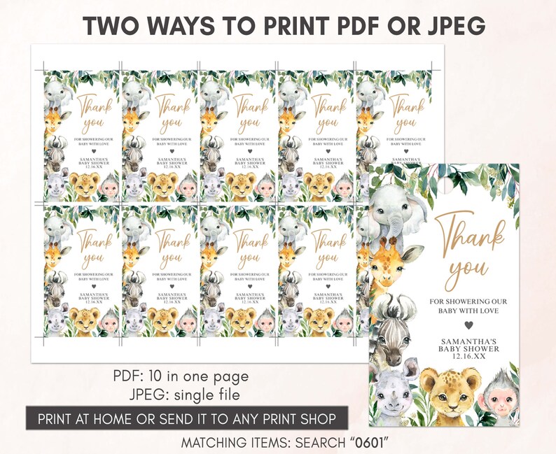 two ways to print a thank card for a baby shower