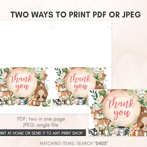 Editable Girl Woodland Baby Shower Invitation Bundle, Floral Forest Animals Baby Shower Invite Set, Rustic Floral Woodland Invitation 0403 image 6