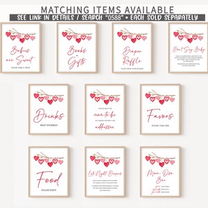 Edytowalny znak powitalny na baby shower walentynkowy, plakat powitalny na baby shower A Little Sweetheart, różowy czerwony napis powitalny na baby shower, 0588 zdjęcie 4