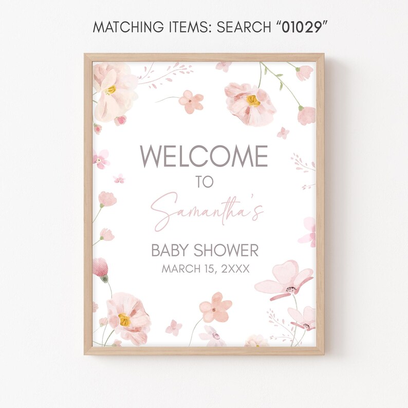 Pink Baby in Bloom Welcome Sign