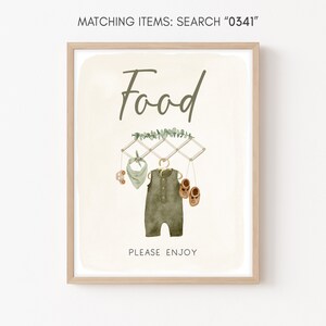 Boho Baby Shower Food Sign, Baby Clothes Baby Shower Food Table Sign, Minimalist Bohemian Rustic Clothes Party Sign Printable Template 0341