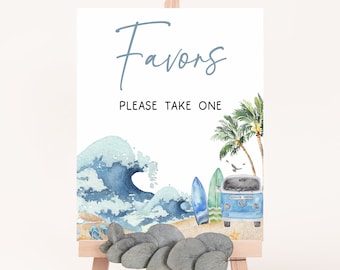 Baby on Board Baby Shower Favors Sign, Surf Beach Baby Shower Favor Table Sign, Retro Surf Boy Summer Baby Shower Favor Decor Signs, 0709