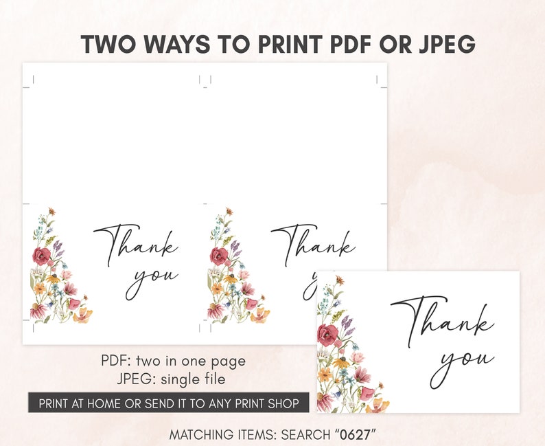 two thank cards with flowers on them