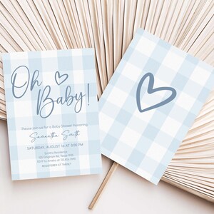 a blue and white checkered paper with a heart on it
