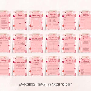 a set of matching times cards for a baby shower