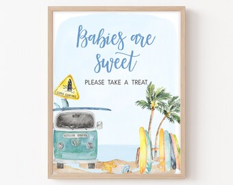 Babies are Sweet Sign Baby on Board Baby Shower Surf Baby Shower Treat Sign Summer Beach Baby Shower Sign Ocean Printable Template 0271