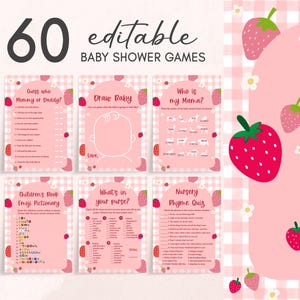 a baby shower game with strawberries on it