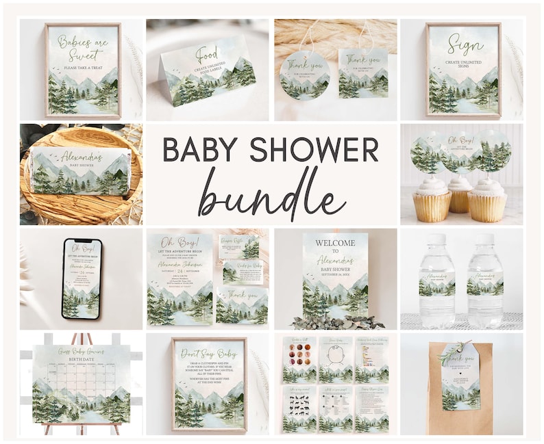 Let the Adventure Begin Baby Shower Bundle Printable Template