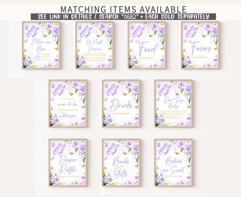 Editable Purple Butterfly Baby Shower Due Date Calendar, Butterflies Girl Baby Shower Calendar, Floral Butterfly Purple Baby Shower, 0682 image 3