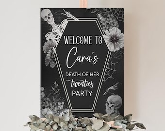 Editable Funeral for my Youth Welcome Sign, Death to My 20s Welcome Poster, Halloween Birthday Sign, RIP Twenties, Death Party Signs, 23BD