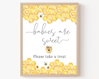 Babies are Sweet Sign Honey Bee Baby Shower, Bumble Bee Favors Sign, Babee Baby Shower Decorations, Gender Neutral, Printable Template 0160