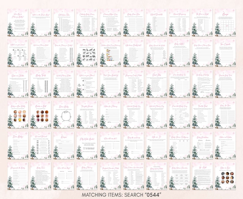Editable Baby It's Cold Outside Baby Shower Games Bundle, Girl Winter Wonderland Baby Shower Game Pack, Pink Snowflake Baby Shower Game 0544 image 4