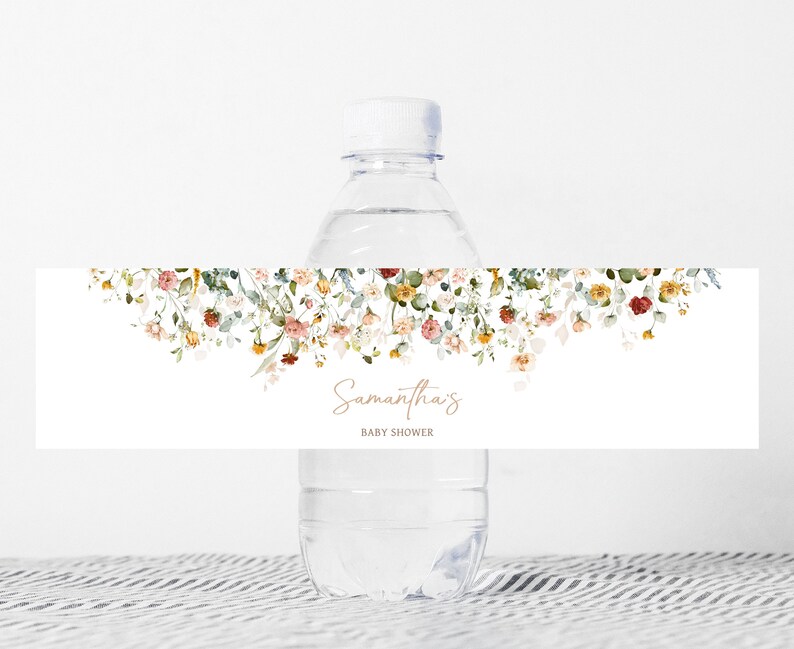Editable Baby Shower Bottle Label, Here Comes the Son Baby Shower Water Label, Blue Boy Boho Sunshine Water Bottle Stickers, 0659 image 1
