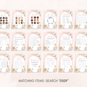 Editable Boho Safari Baby Shower Games Bundle, Pink Floral Jungle Baby Shower Game Pack, Girl Safari Animals Boho Baby Shower Games, 0309 image 2
