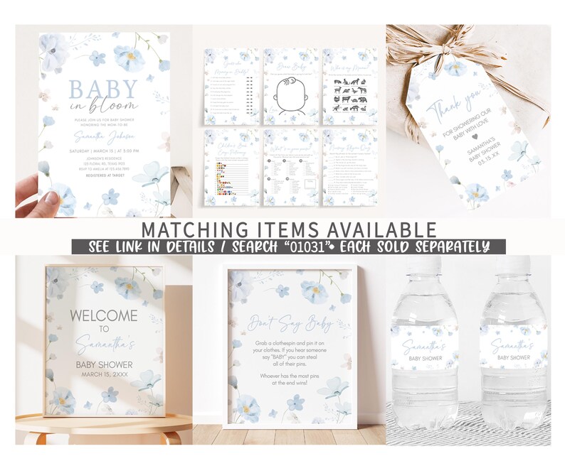 Boy Spring Floral Printable Templates