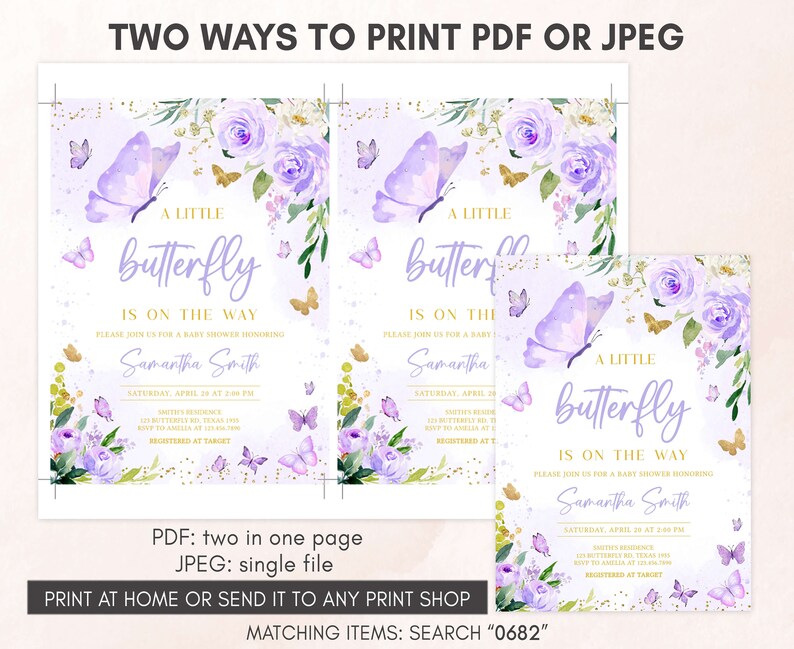 two ways to print a butterfly baby shower
