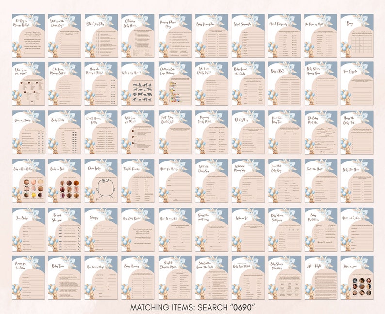 a sheet of paper with a bunch of pictures on it