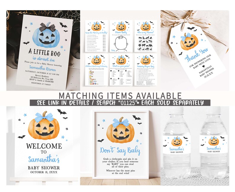 Blue Minimalist A Little Boo Baby Shower Printable Templates 1