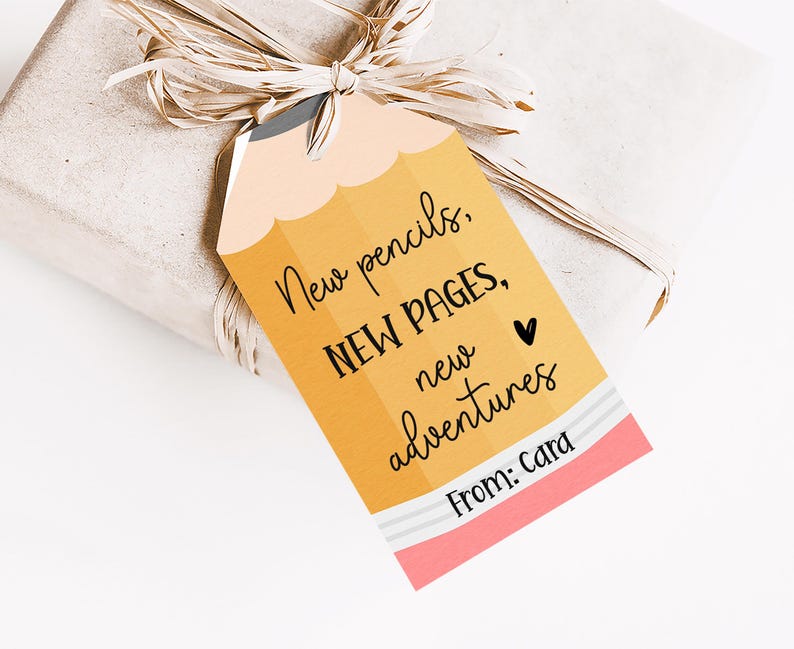 a gift wrapped in brown paper with a tag on it