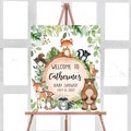 Editable Woodland Baby Shower Welcome Sign, Greenery Forest Animals Baby Shower Welcome Poster, Woodland Animals Sign Rustic Template 0401 product logo