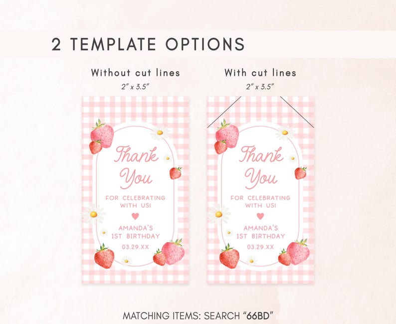 a pair of tags with strawberries on them