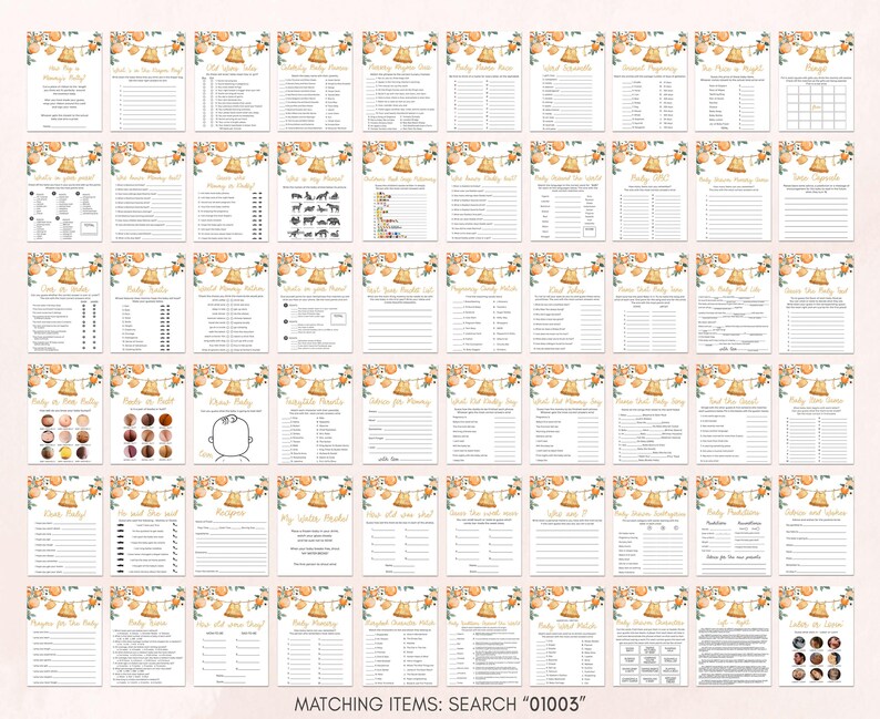 Citrus Baby Shower Game Pack