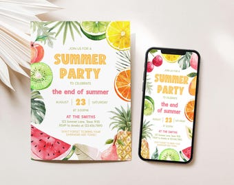 Invitación editable para fiesta de fin de curso, fiesta de verano en la piscina, fiesta de fin de verano, ¡Que tengas un gran verano!, 92SE