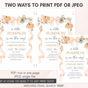 two ways to print a pumpkin baby shower