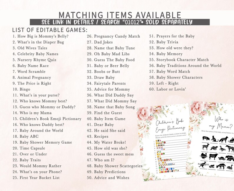 a list of items for a baby shower