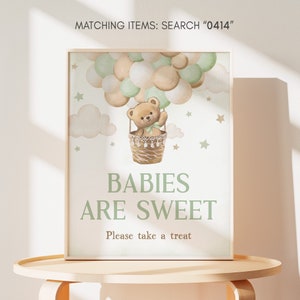 Babies are Sweet Sign Green Bear Baby Shower We Can Bearly Wait Baby Shower Take a Treat Sign Gender Neutral Boho Bear Baby Shower Sign 0414