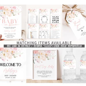 Girl Floral Baby Shower Printable Templates