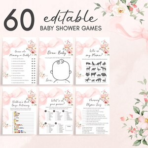 Pink Bow Baby Shower Games Bundle