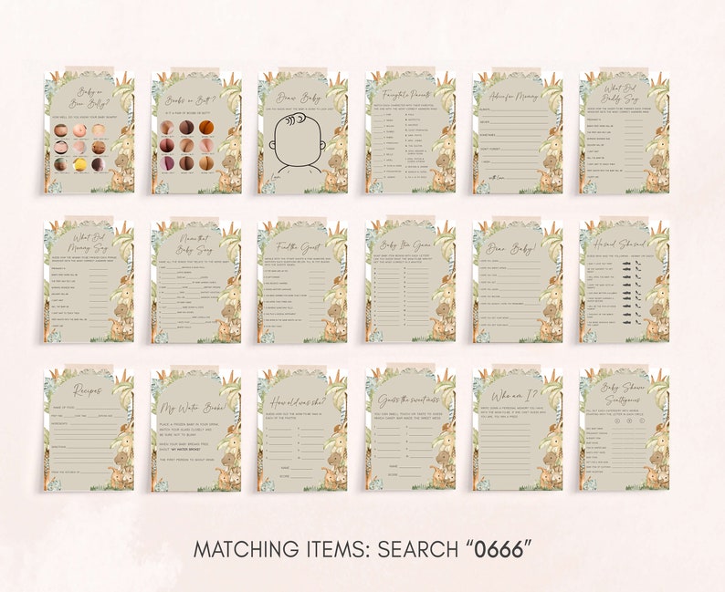 a set of matching items for a baby shower