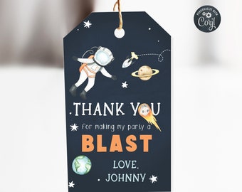 Editable Outer Space Favor Tags Outer Space Birthday Thank you Tags Astronaut Gift Tags Planet Tags Party Printable  KBL 02