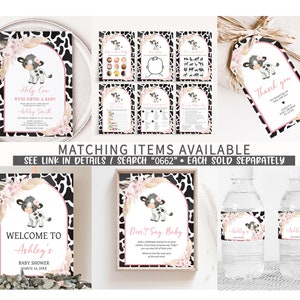 Bewerkbare Pink Cow babyshower spelletjesbundel, meisje heilige koe babyshower game pack, Boho Highland Cow Farm babyshower spelletjes sjabloon, 0662 afbeelding 2