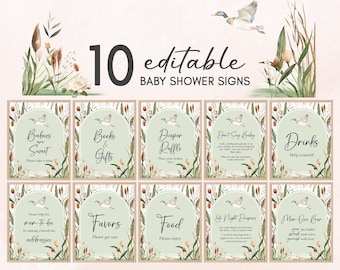 Editable Mallard Duck Baby Shower Table Sign, Duck Hunting Baby Shower Bundle Sign, Mallard Baby Shower, Boy Duck Shower Mom Osa Sign, 01112