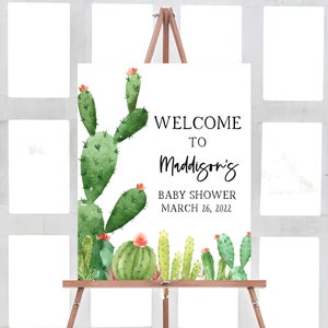 Cactus Baby Shower Welcome Sign Succulent Baby Shower Welcome Sign Rustic Baby Shower Sign Fiesta Cactus Decorations Printable Template 0188