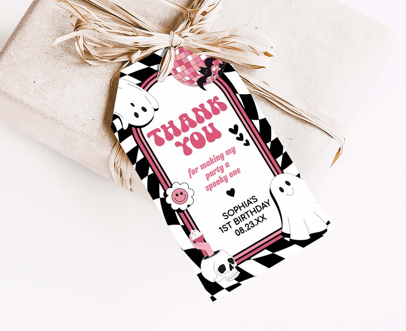 a thank you tag attached to a wrapped present