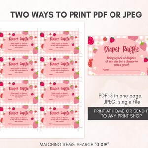 Girl Strawberry Baby Shower Diaper Raffle