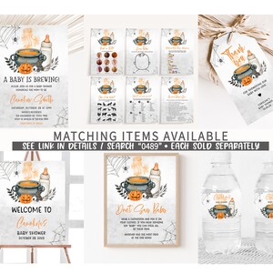 Editable A Baby is Brewing Halloween Baby Shower Invitation Bundle, Gender Neutral Halloween Baby Shower Invite Set, Witch Baby Shower, 0489 image 8