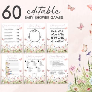 a baby shower game with butterflies and flowers