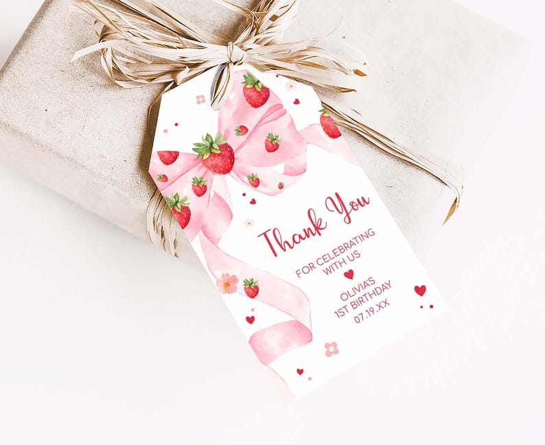 Berry 1st Birthday Favor Tag
