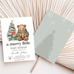 a set of eight christmas cards with teddy bears