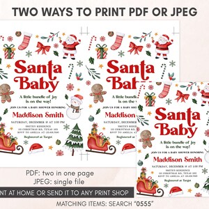 Editable Santa Baby Christmas Baby Shower Invitation, Gender Neutral Christmas Santa Baby Shower Invite, Winter Baby Shower Invitation, 0555 image 3