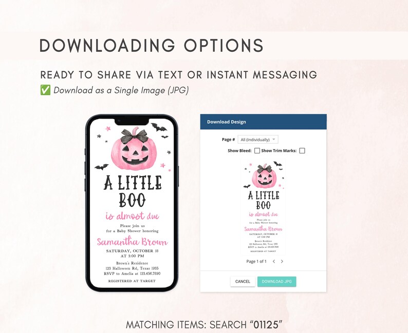 Pink Minimalist A Little Boo Mobile Evite