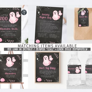 Editable Little Boo Baby Shower Invitation Bundle, Pink Halloween Baby Shower Invite Pack, Pink Girl Ghost Baby Shower Invite Template 0361 image 8